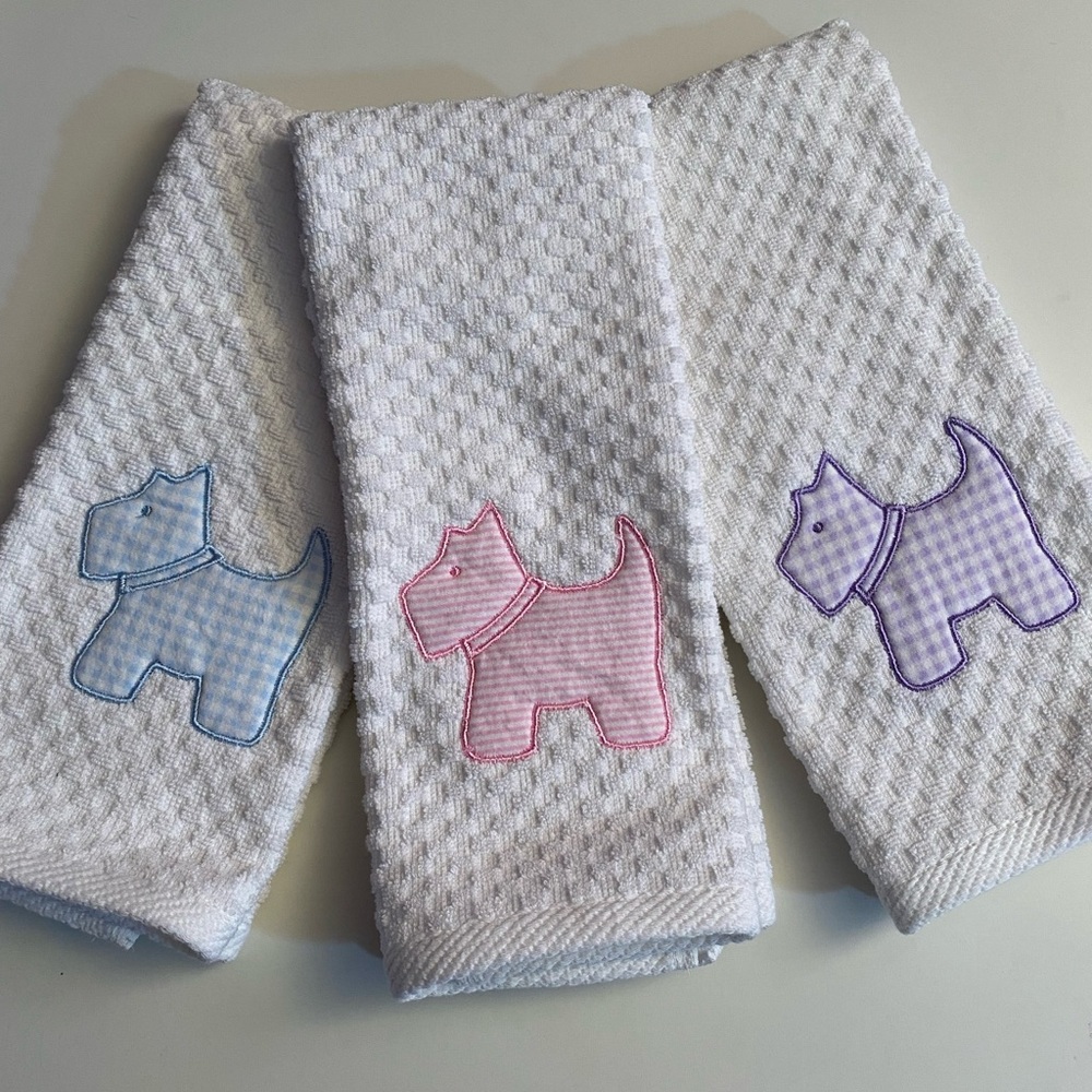 Three (3) Spring Easter Scottie Dog Towels
